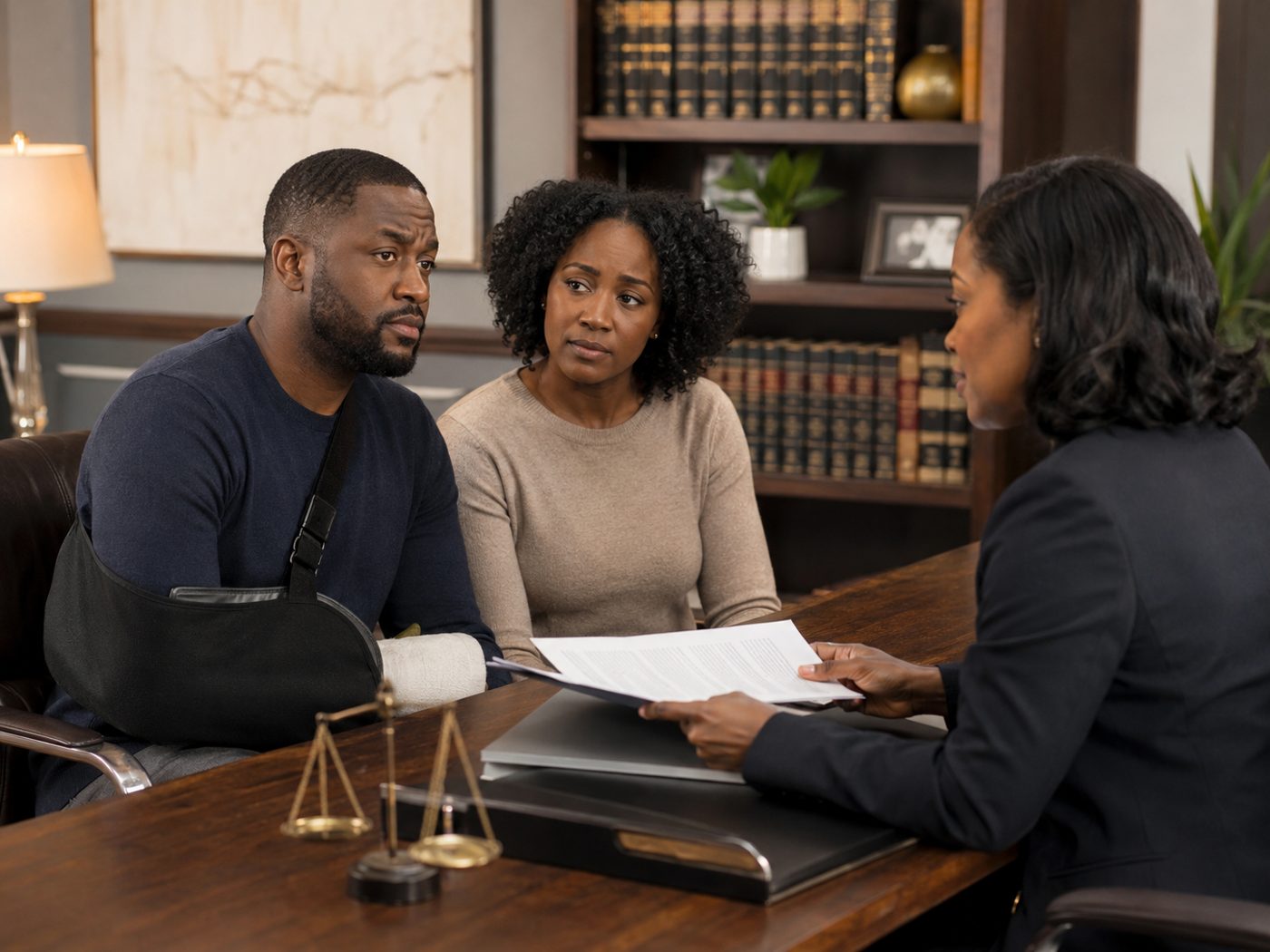Probate attorney meeting with a client in a comfortable office