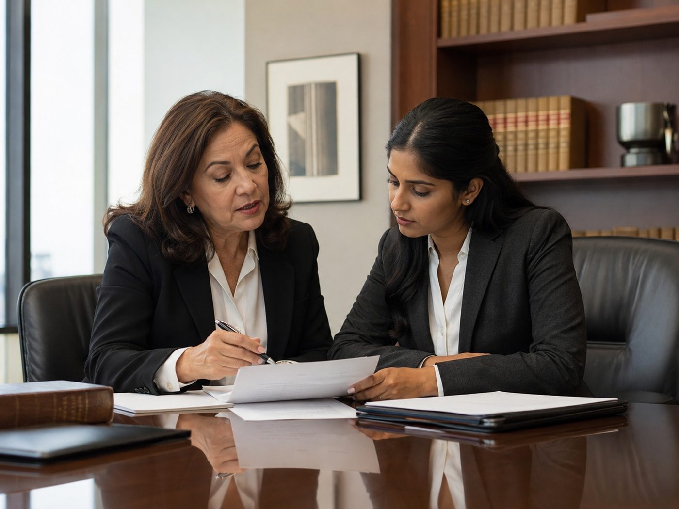 Legal professional preparing for court proceedings
